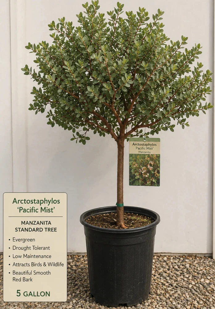 Arctostaphylos Pacific Mist Manzanita Tree - 5 Gallon Live Plant, Outdoor - Image 1