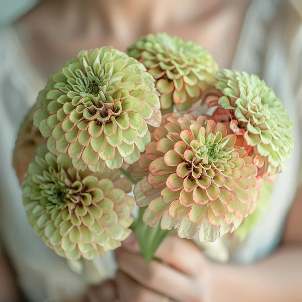 Queeny Lime with Blush Zinnia Seeds - 25 Seeds, Elegant Cut Flower - Image 2