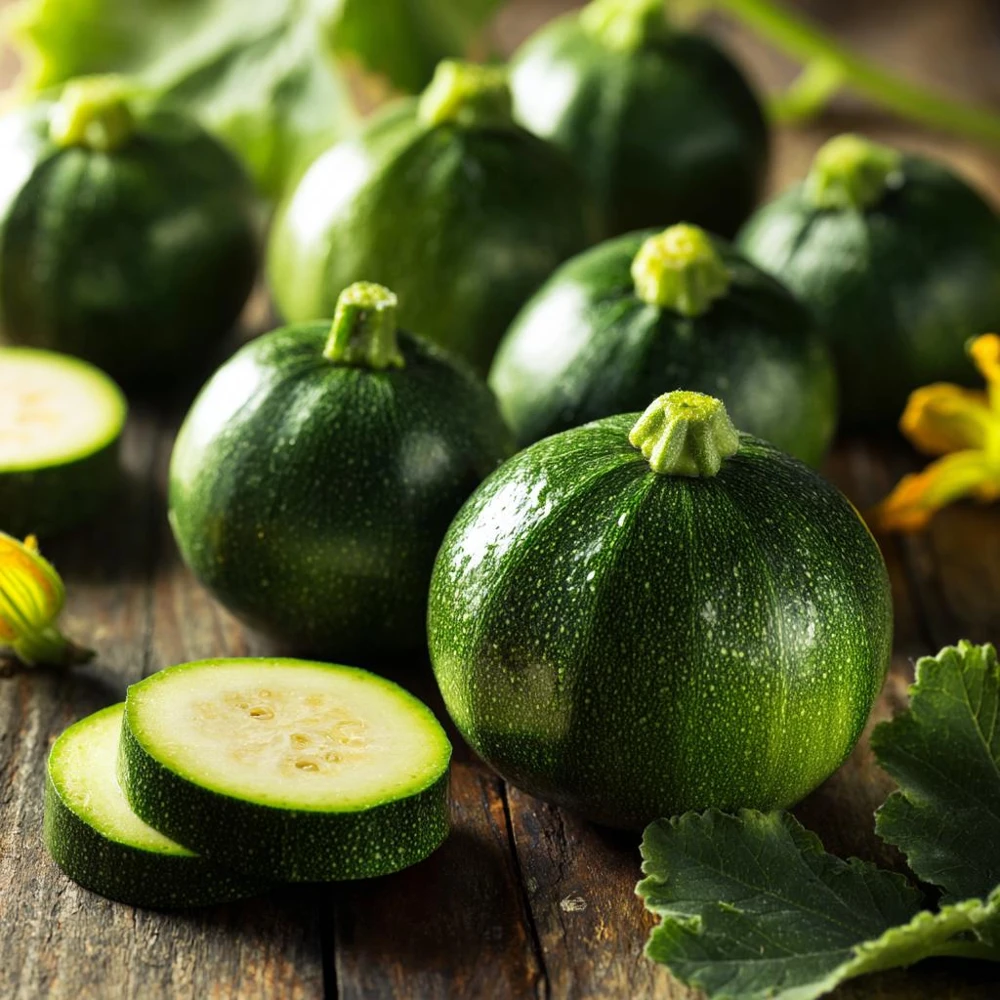 Round Zucchini Seeds - Heirloom Summer Squash, Compact, 25 Seeds - Image 1