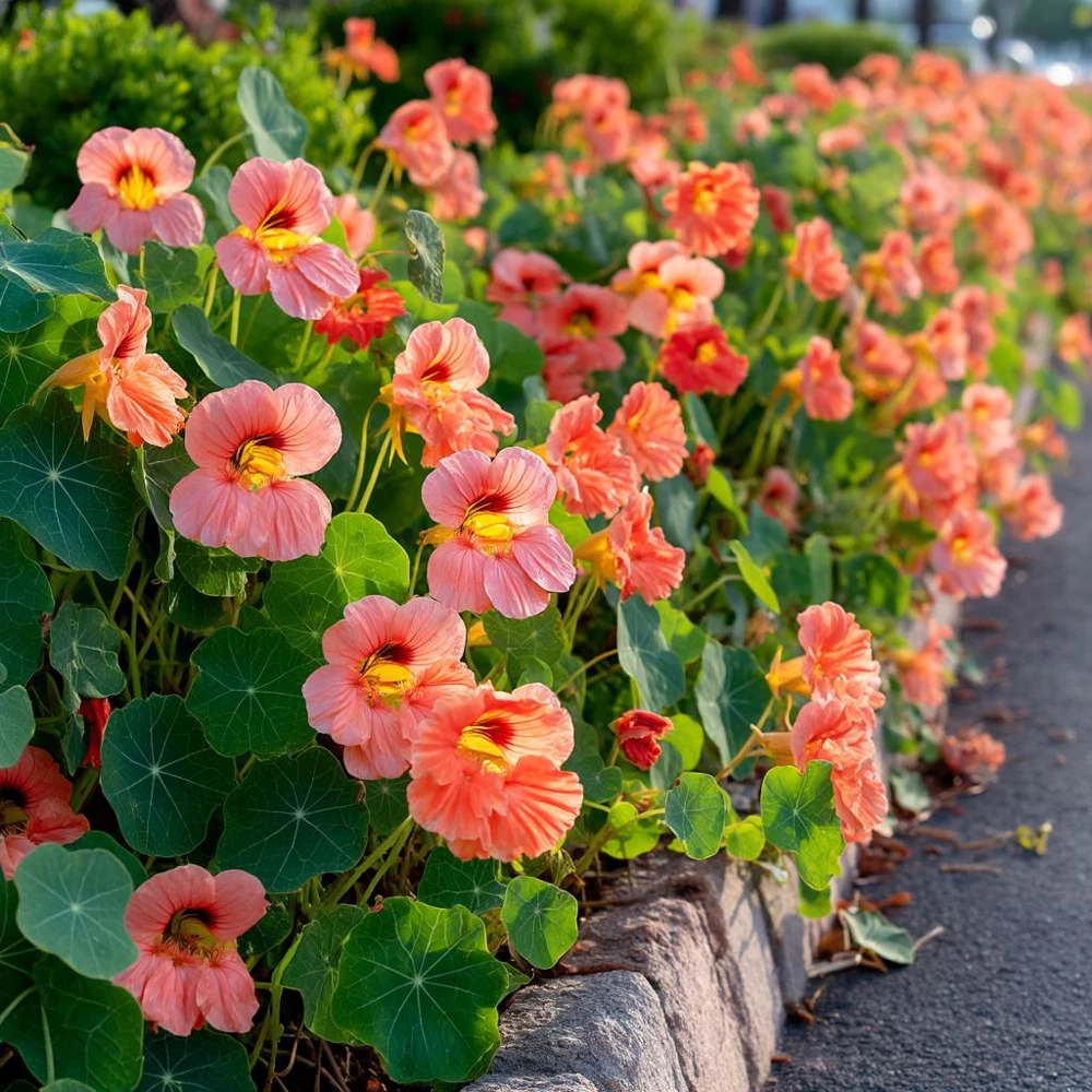 Salmon Baby Nasturtium Seeds - 25 Peachy Pink Double Flower Seeds - Image 1