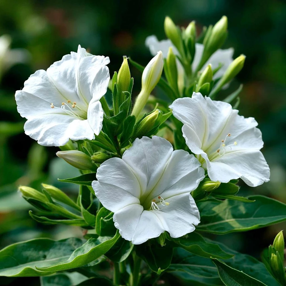 White Four O'Clock Seeds - 20 Count Mirabilis jalapa Evening Bloom Garden Flowers - Image 1