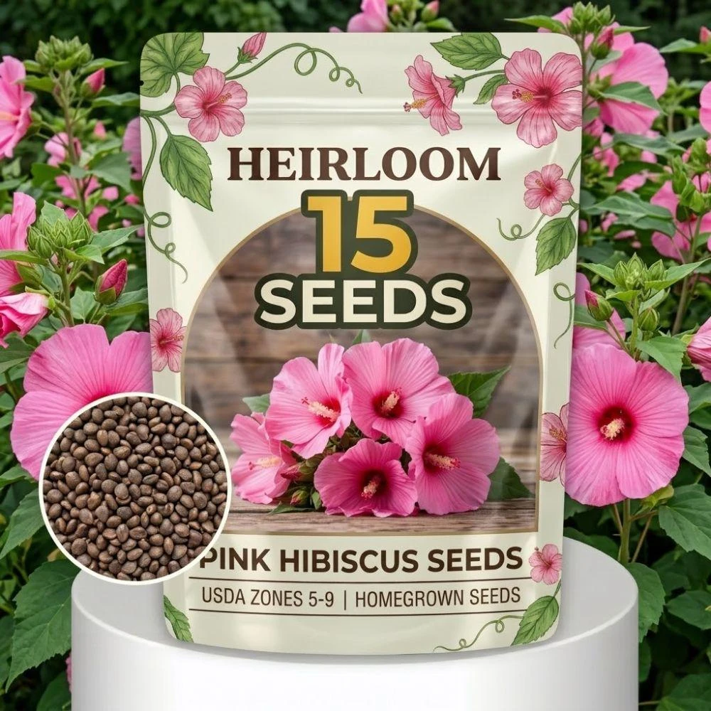 15 Pink Hibiscus Seeds - Tropical Flower Garden Seeds for Planting - Image 1