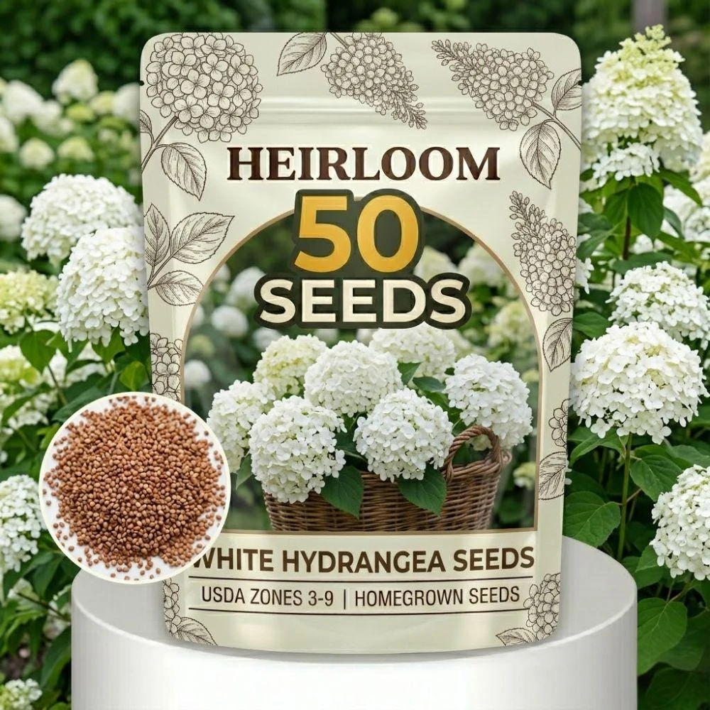 50 White Hydrangea Seeds for Planting – Elegant Outdoor Flower Garden Seeds - Image 1