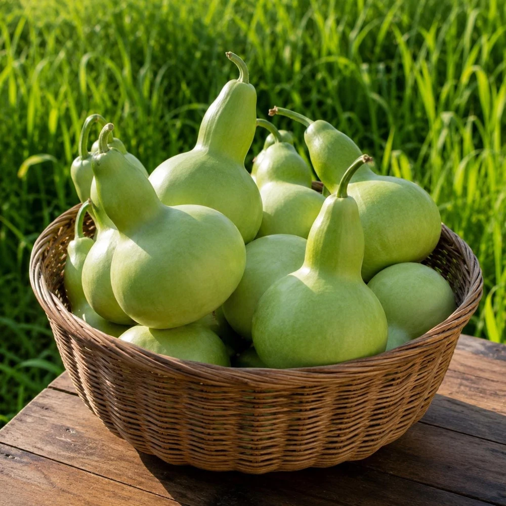 Bottle Gourd Live Plant - Birdhouse Gourd, Martinhouse Gourd, 3-5 Inch Tall, 4 Inch Pot - Image 1