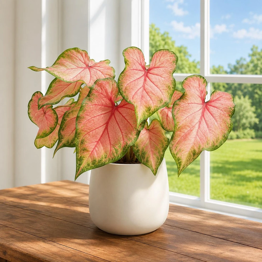 Caladium Pink Plant Live - 3-5 Inch Tall Potted Houseplant - Image 1