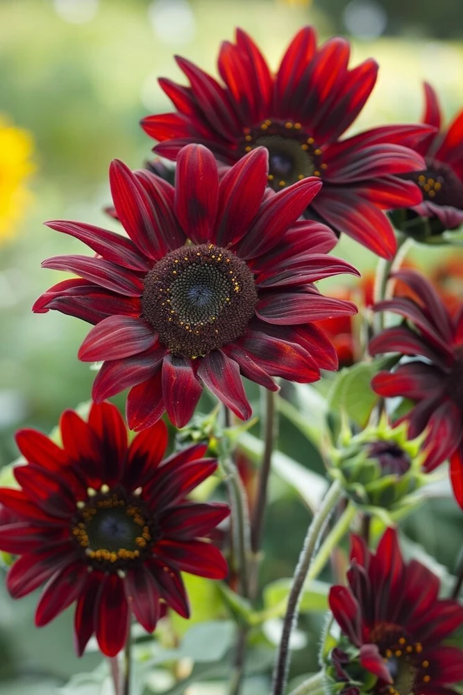 Chocolate Cherry Sunflower Seeds - Beautiful Ornamental Flower for Outdoor Gardens - Image 1