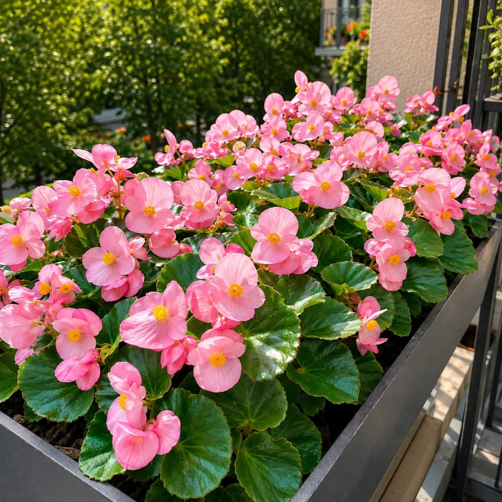 Pink Begonia Live Plant for Outdoor Garden, 4-6 Inch Tall, 4 Inch Pot - Image 1