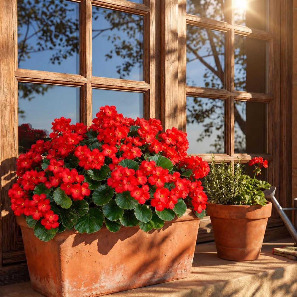 Red Begonia Live Plant for Outdoor Garden, 4-6 Inch Tall, 4 Inch Pot - Image 1