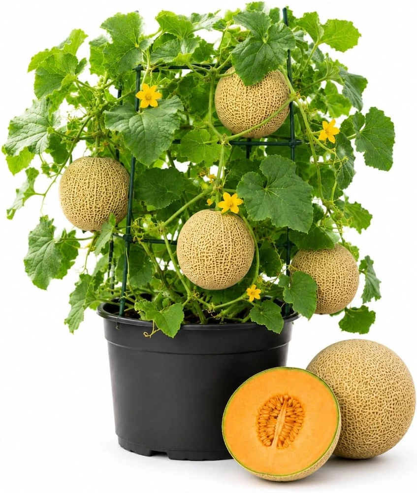 2 Hales Best Cantaloupe Live Plants, 4-6 Inches Tall, 4 Inch Pot, Sweet Melon Starter Vines for Outdoor - Image 1