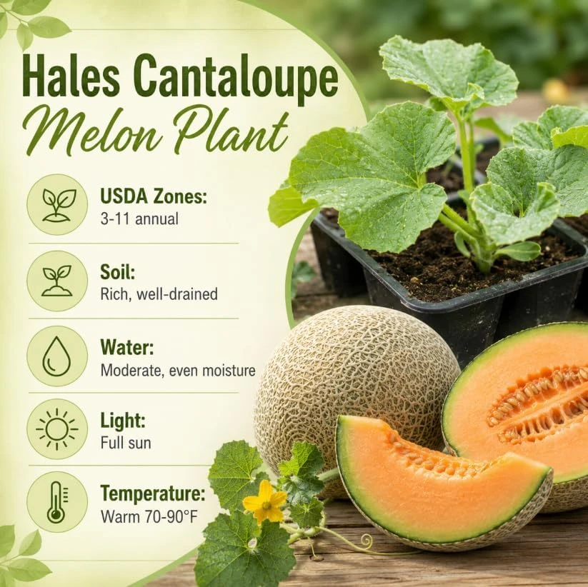 2 Hales Best Cantaloupe Live Plants, 4-6 Inches Tall, 4 Inch Pot, Sweet Melon Starter Vines for Outdoor - Image 6