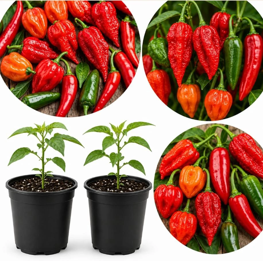 2 Mix Pepper Plants Live – 3-6 Inch Tall Vegetable Starter for Garden - Image 1