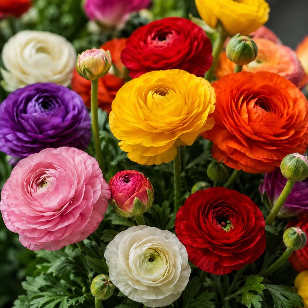25 Mixed Ranunculus Peony Corms - Double Bloom Buttercups - Vibrant Spring Flower Bulbs - Image 1
