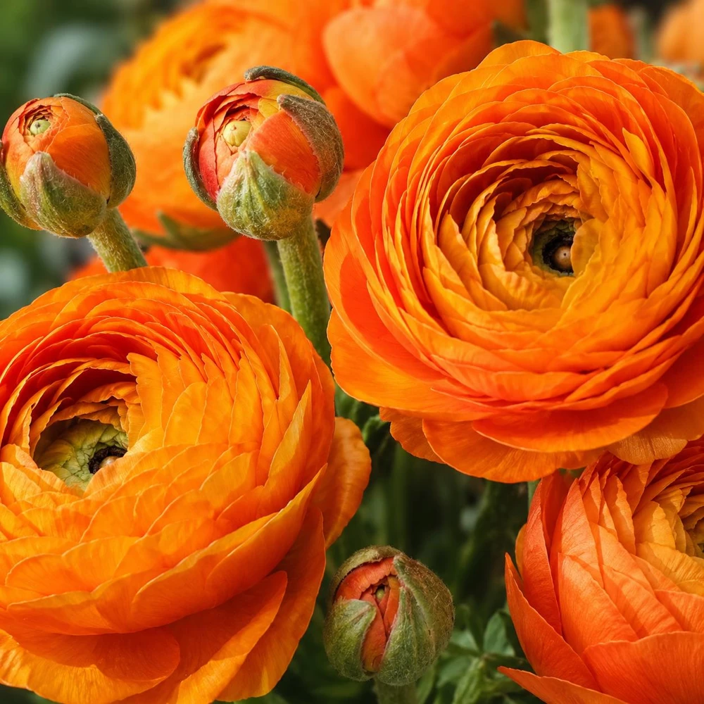 25 Orange Ranunculus Peony Corms - Double Bloom Buttercups, Vibrant Spring Flowers - Image 3