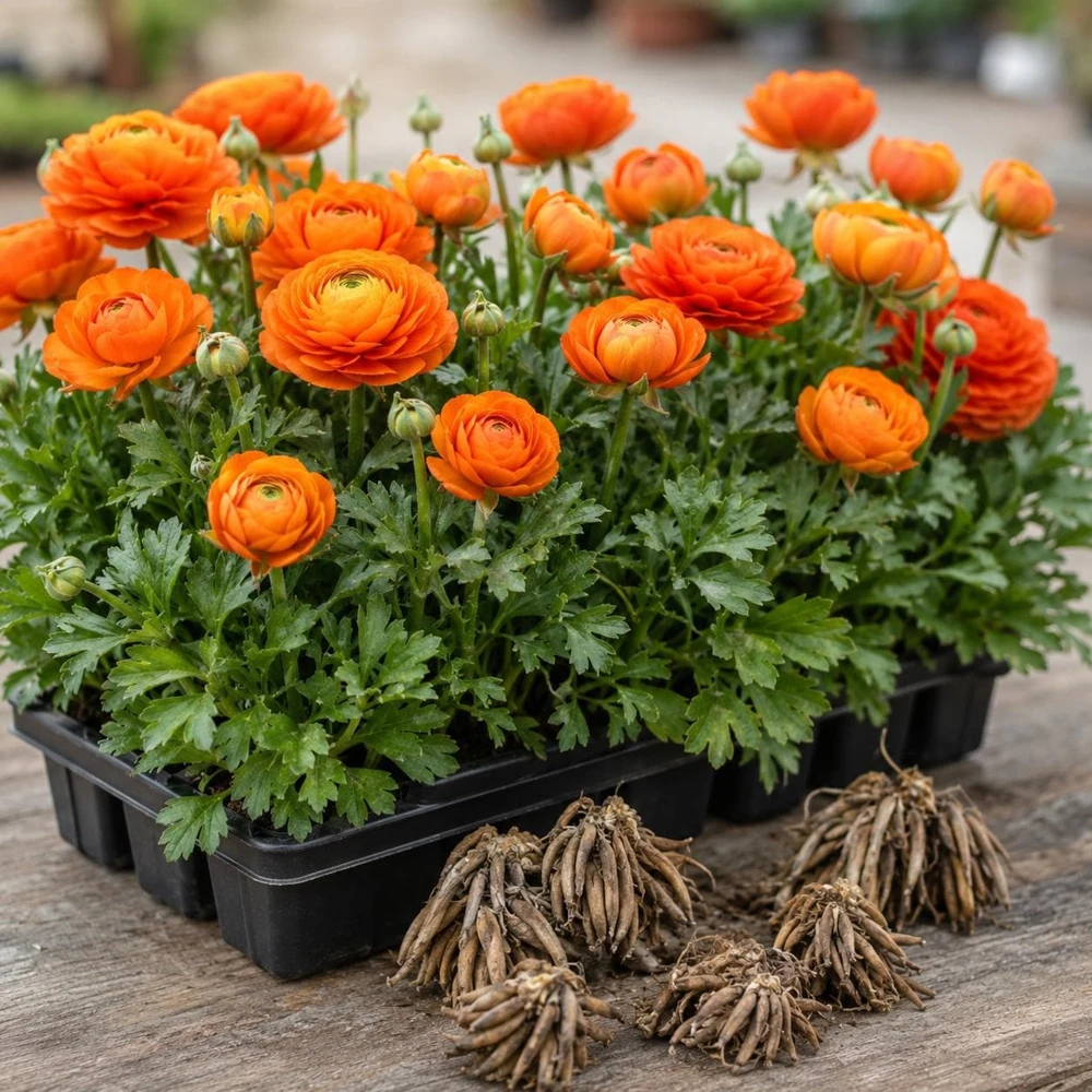 25 Orange Ranunculus Peony Corms - Double Bloom Buttercups, Vibrant Spring Flowers - Image 4