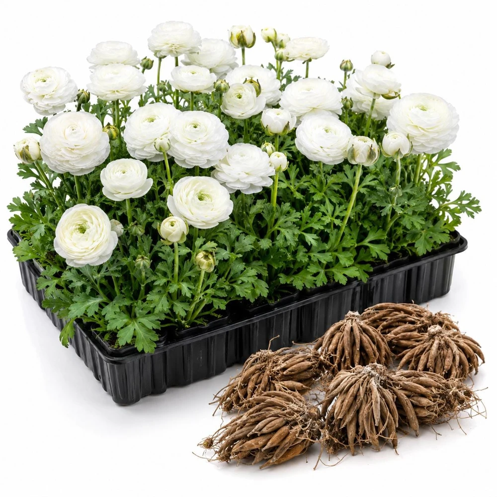 25 White Ranunculus Peony Corms - Double Bloom Buttercups, Vibrant Spring Flowers - Image 5