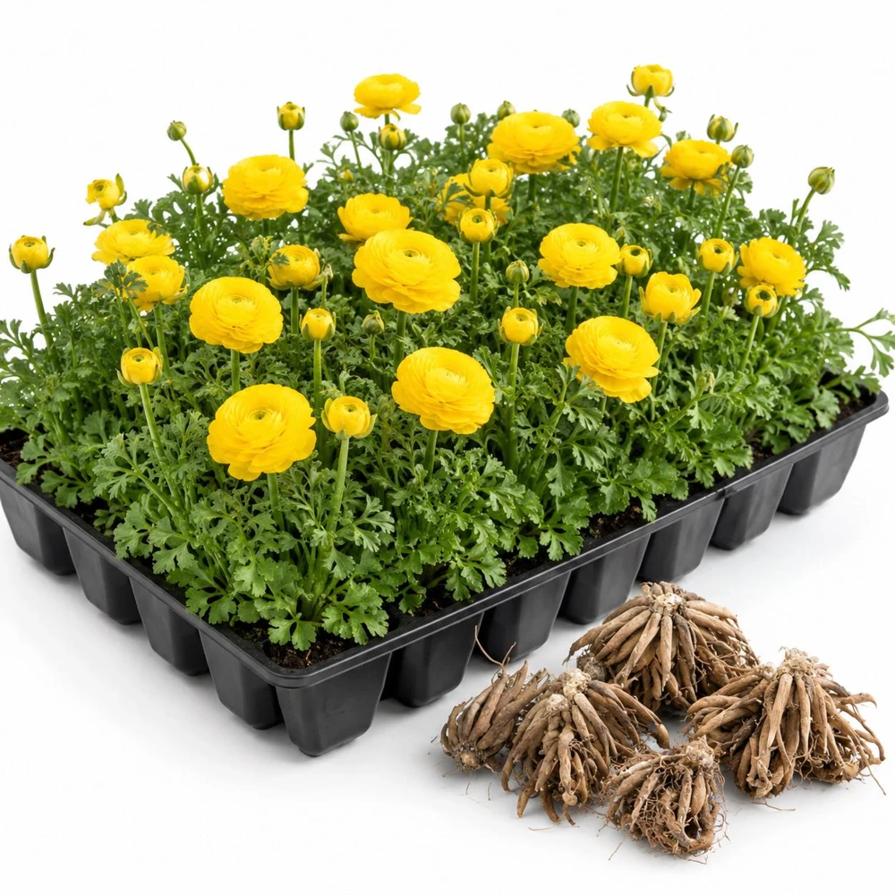 25 Yellow Ranunculus Corms - Double Bloom Buttercups, Vibrant Spring Flowers - Image 5
