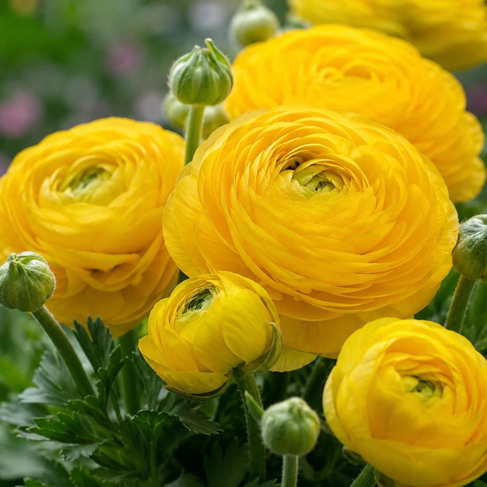 25 Yellow Ranunculus Corms - Double Bloom Buttercups, Vibrant Spring Flowers - Image 1