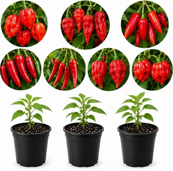 3 Mix Pepper Plants Live – Vegetable Plants for Garden or Container – 3-6 Inch Tall - Image 1