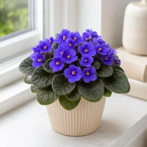 African Violet Live Plant - Blue Flowers, 3-5 Inches Tall, 4 Inch Pot, Compact Indoor Houseplant - Image 1