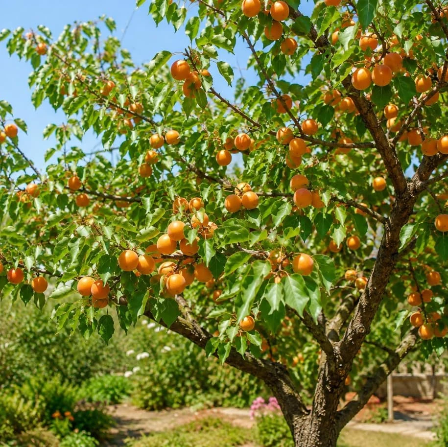 Apricot Tree Live Plant - Set of 2, 1-2 Ft Bare Root, Gold Red Fruit, Outdoor - Image 1