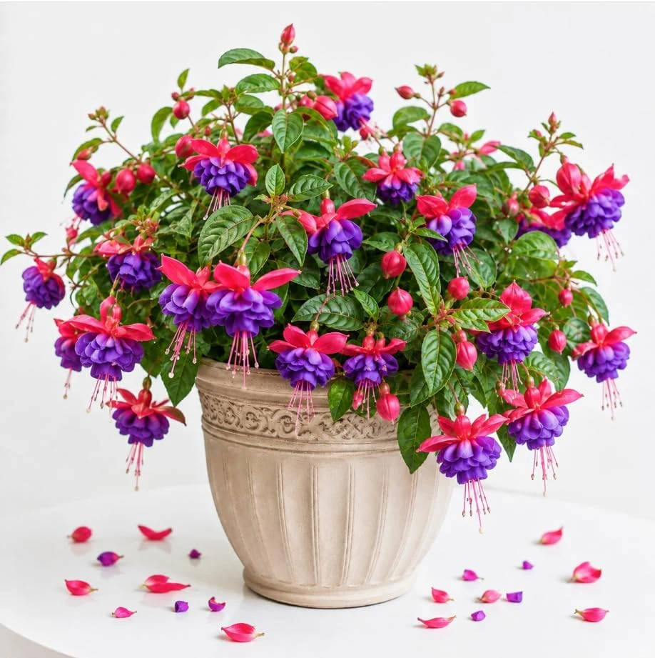 Blue Eyed Fuchsia Live Plant - Pink & Blue Flowers, 4-6 inch Tall, 5 Inch Pot - Image 1