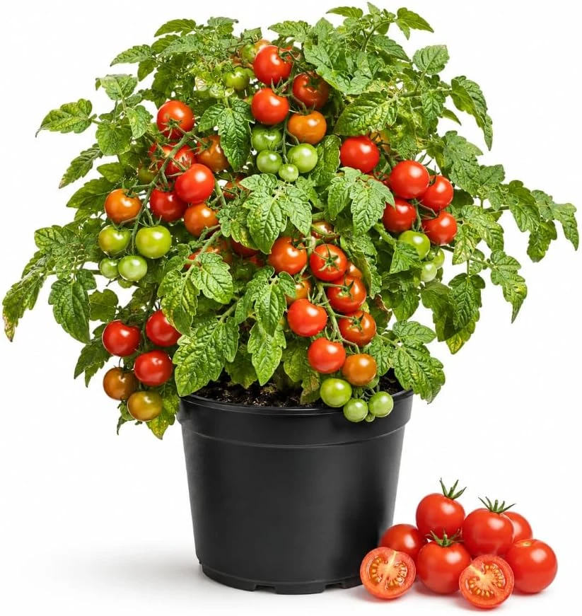Cherry Tomato Live Plants - 2-Pack 4-6 Inch Starter Plants for Outdoor Growing - Image 1