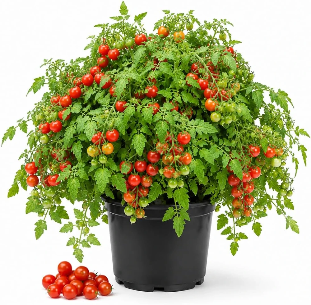 Cherry Tomato Live Plants - 2 Plants in 4 Inch Pots, 4-6 Inches Tall, Outdoor Vegetable Starter Plants - Image 1