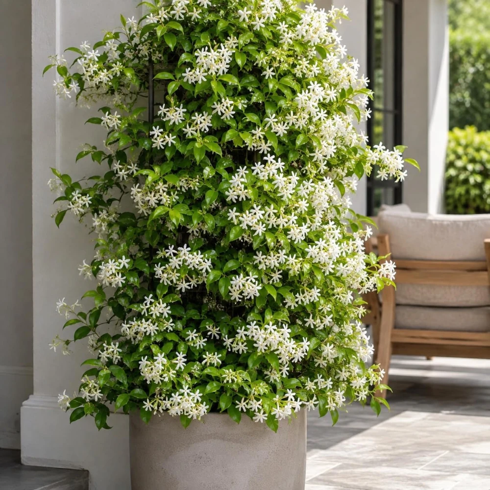 Confederate Star Jasmine Plant - Fragrant White Flowering Vine, 4-6 Inch Tall, Live Plant - Image 1