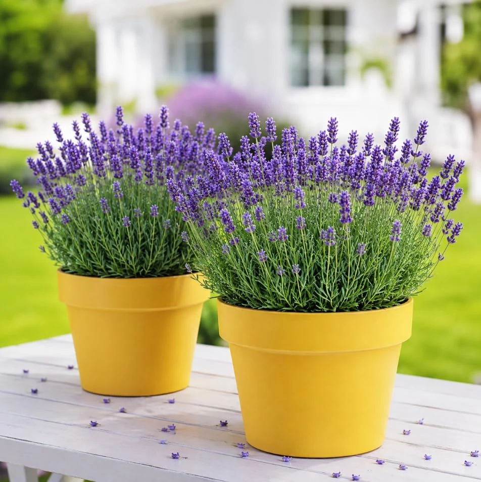 English Lavender Live Plant, Set of 2, 2-4 Inch Tall, 3 Inch Pot, Fragrant Perennial Herb for Garden - Image 1