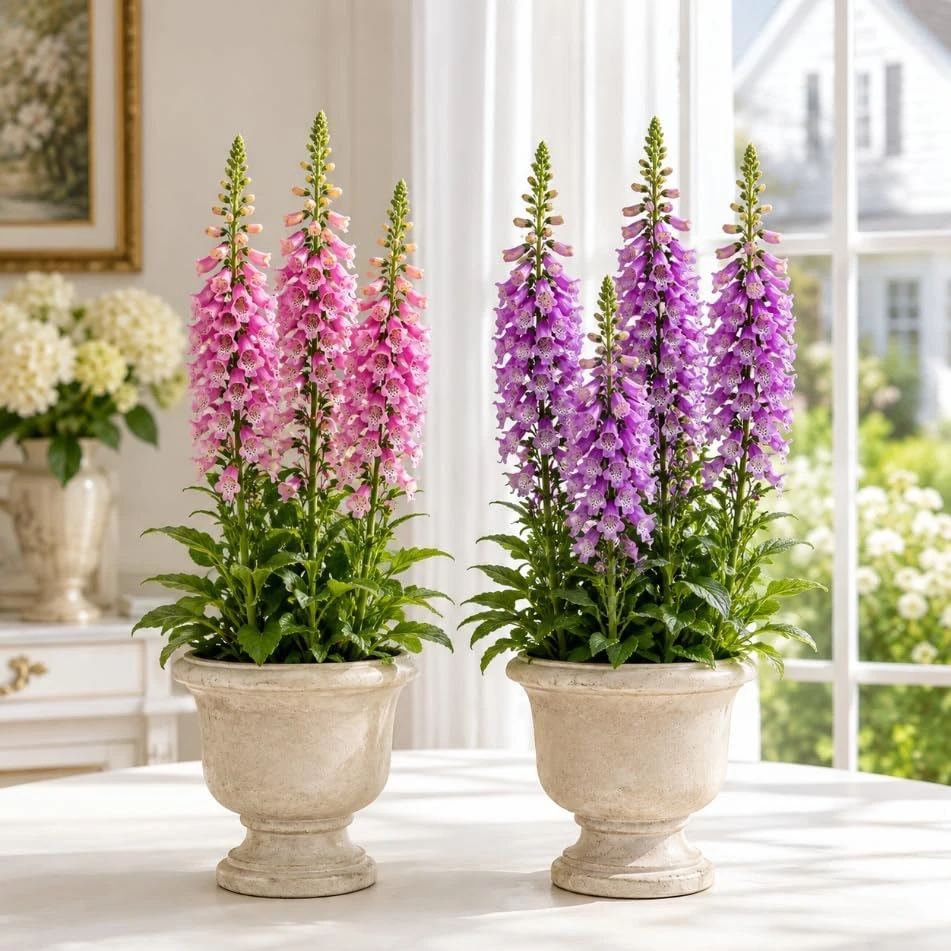 Foxglove Live Plants Set of 2, Hardy Perennial Summer Flowers, 2-4 Inch Tall, 3 Inch Pot, Outdoor Garden Planting - Image 1