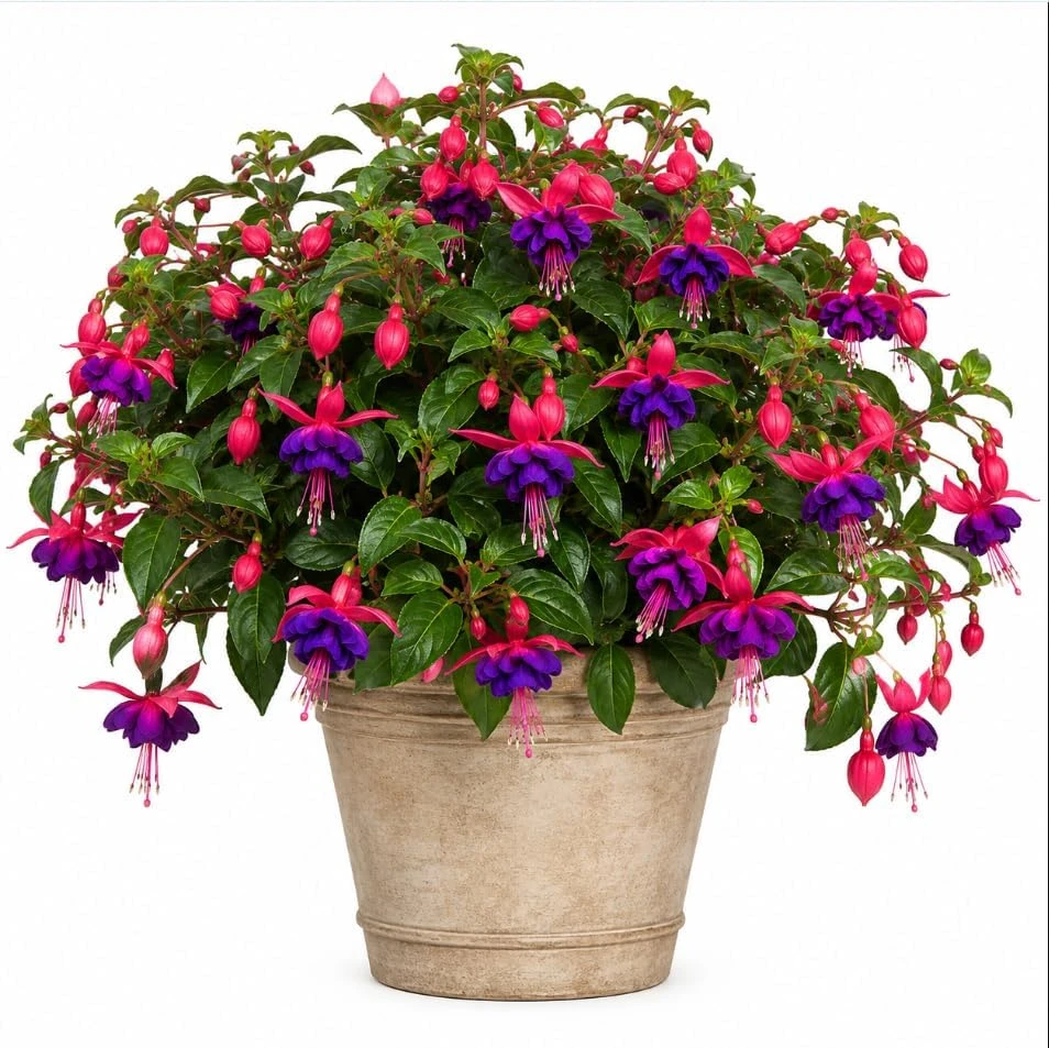 Fuchsia Live Plant - Pink & Purple Flowers, 4-6 inch Tall, 5 Inch Pot - Image 1