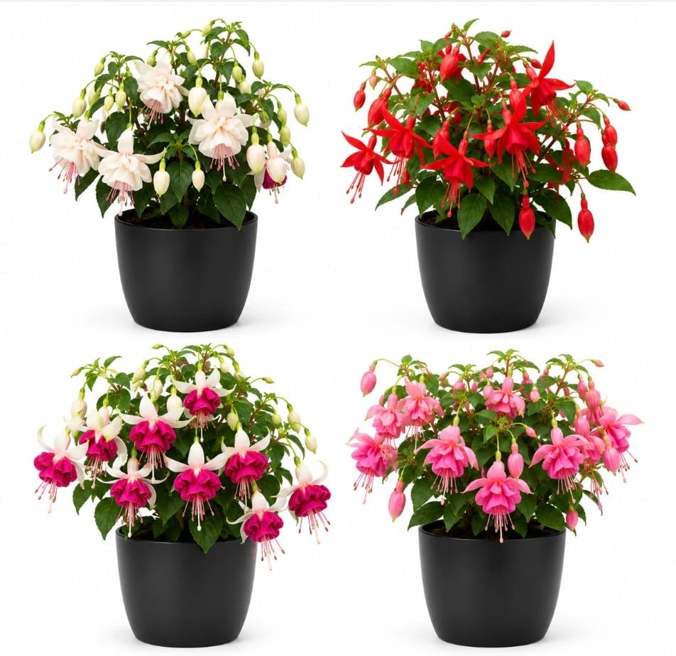 Fuchsia Live Plant – Random Color Flower – 4-6 inch Tall – 5 Inch Pot - Image 1