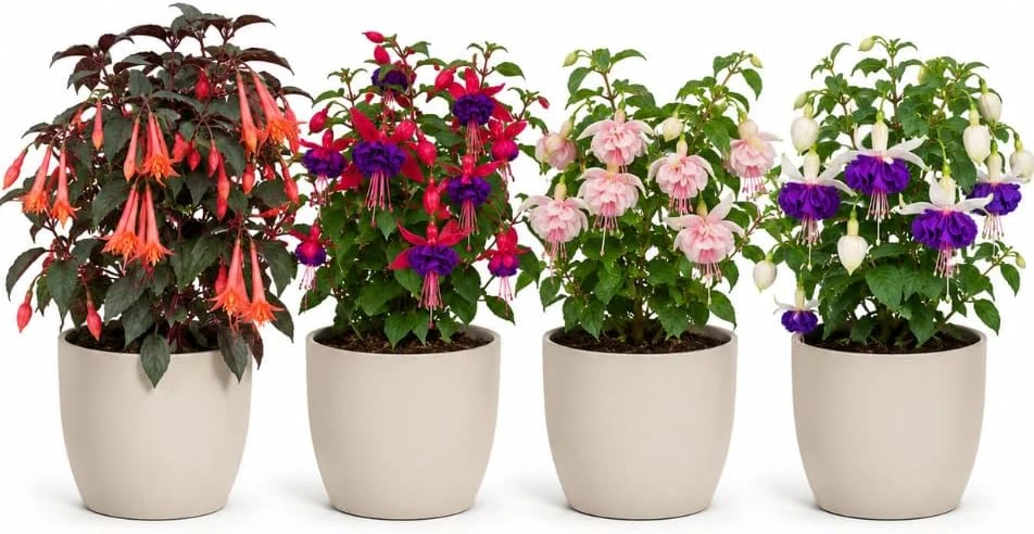 Fuchsia Live Plant - Random Color Flower, 4-6 inch Tall, 5 Inch Pot, Outdoor - Image 1