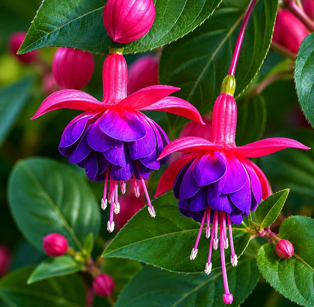 Fuchsia Plant, Pink and Purple Flowers, Live Plant, 4-6 inch Tall, 5 Inch Pot - Image 1
