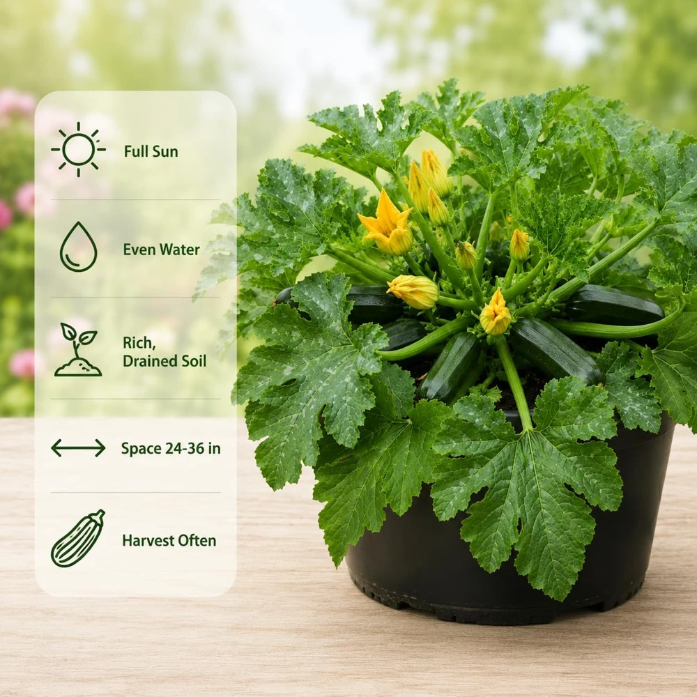 Green Zucchini Live Plants - Set of 2 Summer Squash Starter Seedlings, 4-6 Inch Tall in 4 Inch Pots for Outdoor Garden & Patio - Image 7