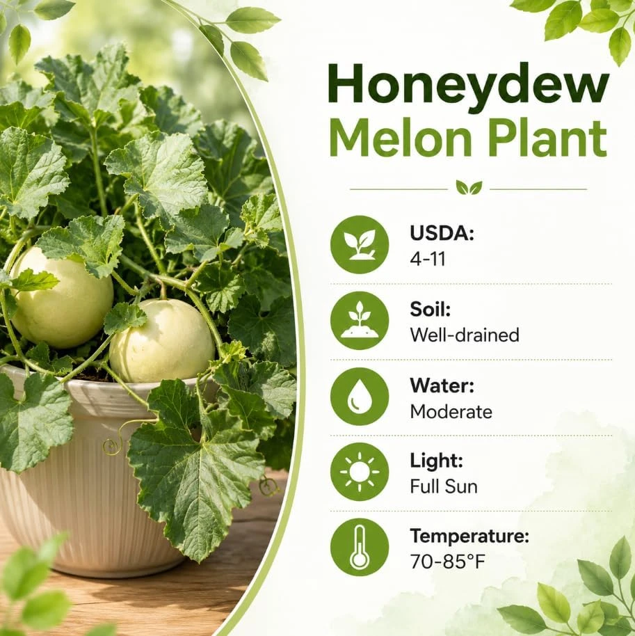 Honeydew Melon Live Plants - 2 Fruit Vines in 4-Inch Pot, 3-5" Tall - Image 5