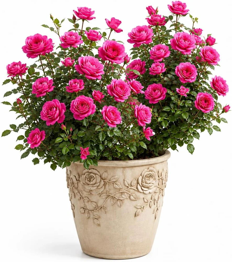 Hot Pink Climbing Rose Live Plant - Fragrant Perennial Flower Bush, 2-4 Inch Tall - Image 1