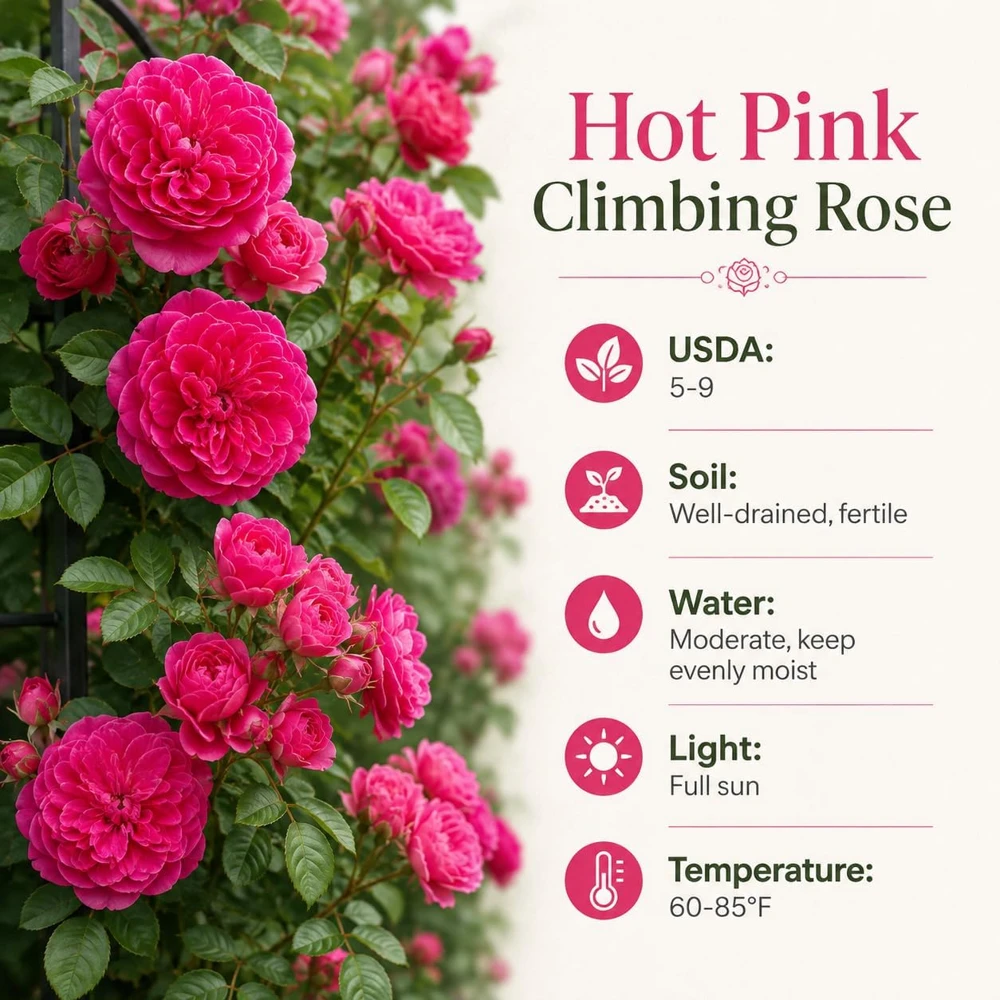 Hot Pink Climbing Rose Plants, Set of 2, Fragrant Perennial Flowers, 2-4 Inch Tall - Image 5