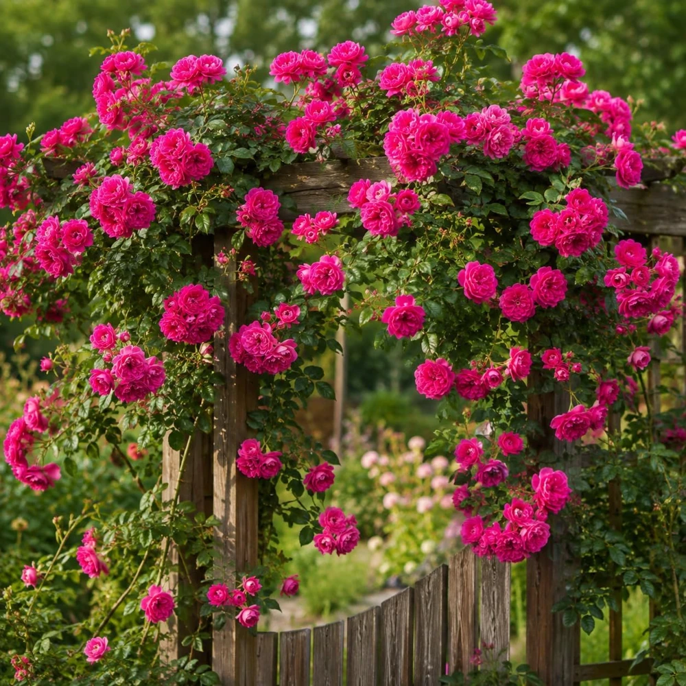 Hot Pink Climbing Rose Plants, Set of 2, Fragrant Perennial Flowers, 2-4 Inch Tall - Image 6