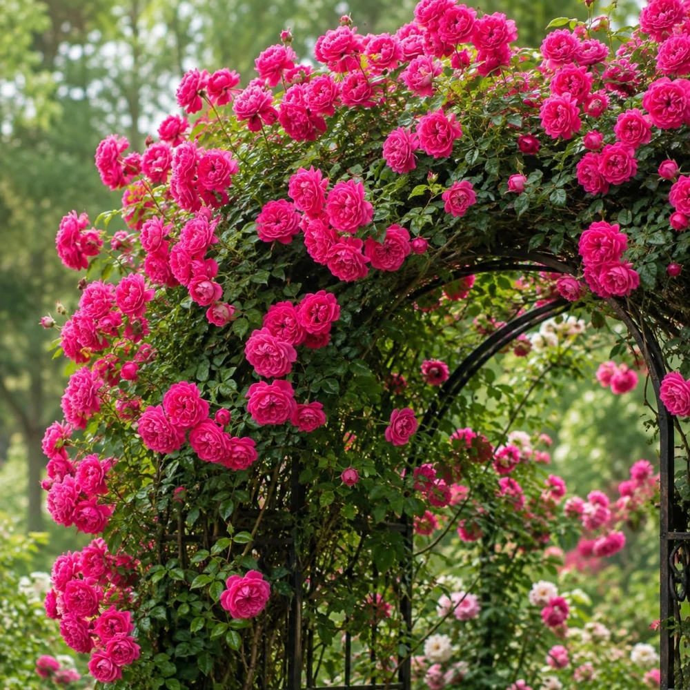 Hot Pink Climbing Rose Plants, Set of 2, Fragrant Perennial Flowers, 2-4 Inch Tall - Image 7