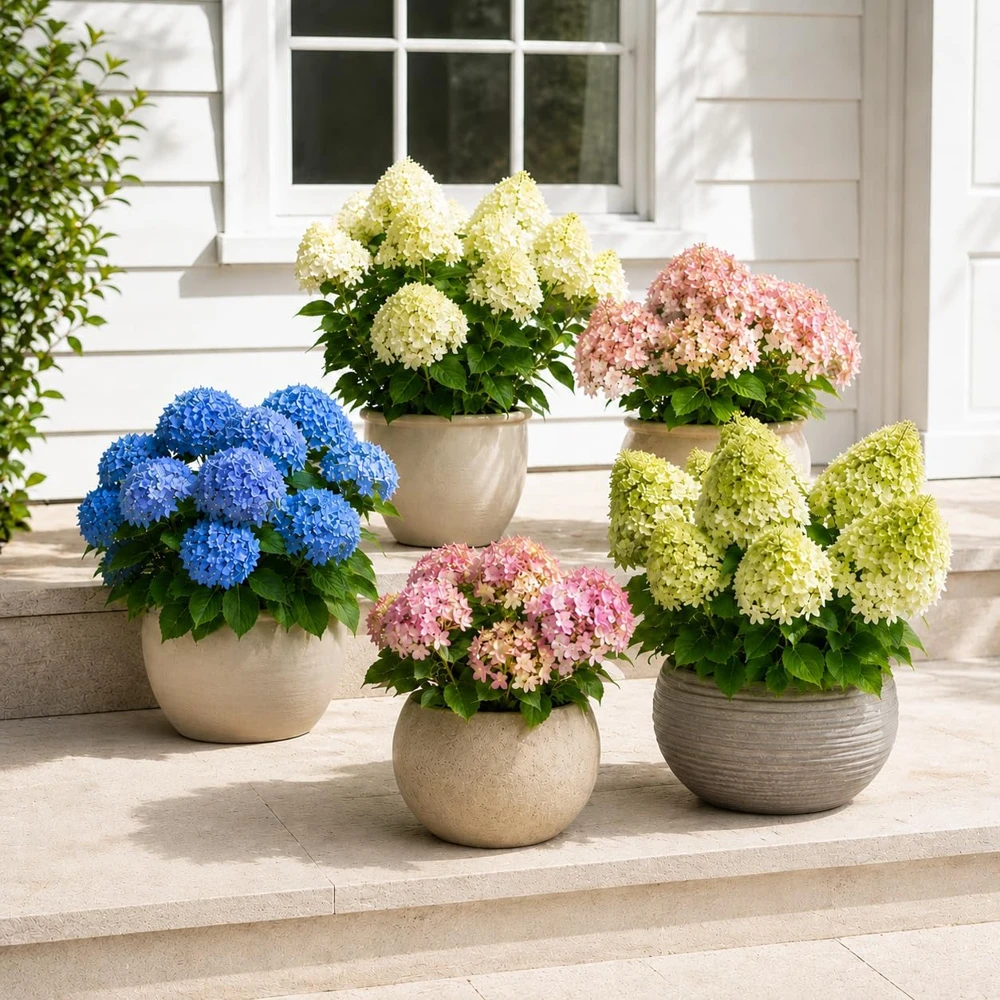 Hydrangea Live Plants - Pack of 2, 5-10 Inch Tall, 2.5 Inch Pot, Outdoor Shrub - Image 1