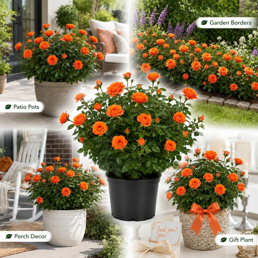 Orange Miniature Rose Live Plant โ 4 Inch Pot, 4-6 Inches Tall โ Compact Bush for Indoor/Outdoor - Image 8