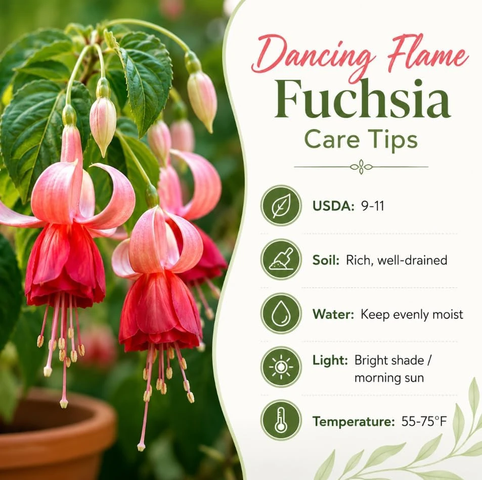 Orange Red Fuchsia Live Plant - White Flowers, 4-6 inch Tall, 6 Inch Pot - Image 5