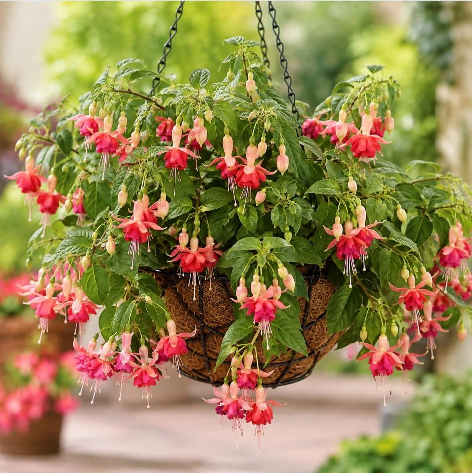Orange Red Fuchsia Live Plant - White Flowers, 4-6 inch Tall, 6 Inch Pot - Image 7
