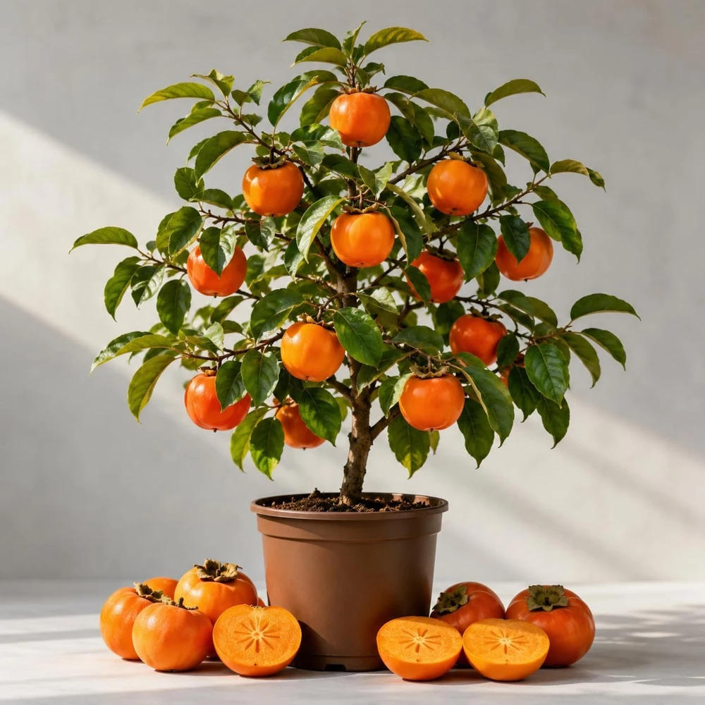 Persimmon Tree Live Plant, Sweet Fruit, 6-12 Inch Tall, Quart Pot - Image 1