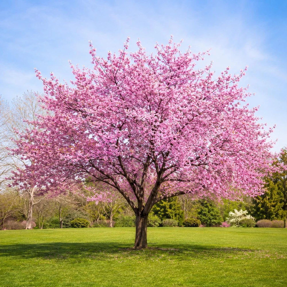 Pink Cherry Blossom Live Plants - Set of 2, 5-10 Inch Tall, 2.5" Pot, Outdoor - Image 1