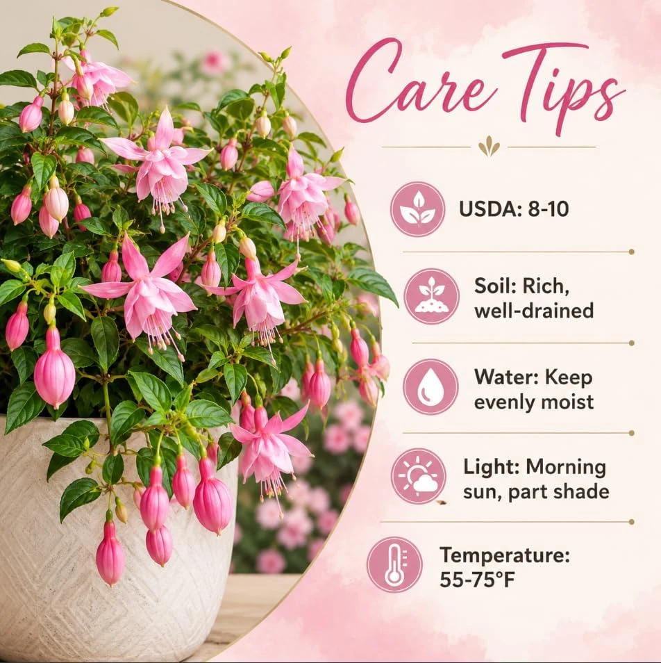 Pink Hardy Fuchsia Live Plant, 4-6 inch Tall, 6 Inch Pot, Outdoor Flower - Image 4