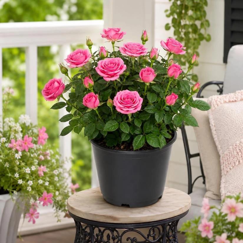 Pink Miniature Rose Live Plant – 4 Inch Pot, 4-6 Inches Tall, Mini Rose Bush for Outdoor Gardens - Image 3
