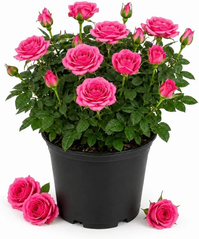 Pink Miniature Rose Live Plant – 4 Inch Pot, 4-6 Inches Tall, Mini Rose Bush for Outdoor Gardens - Image 1