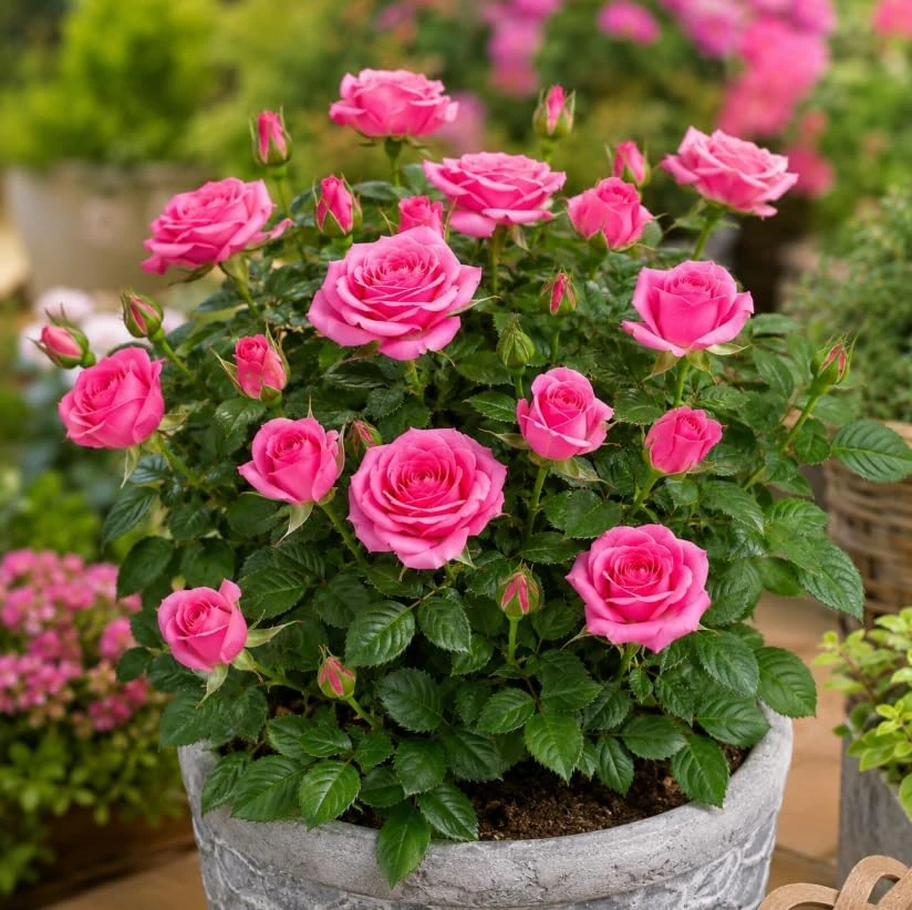Pink Miniature Rose Live Plant – 4 Inch Pot, 4-6 Inches Tall, Mini Rose Bush for Outdoor Gardens - Image 8